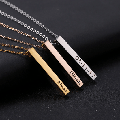 Engraved 3D Bar Necklace