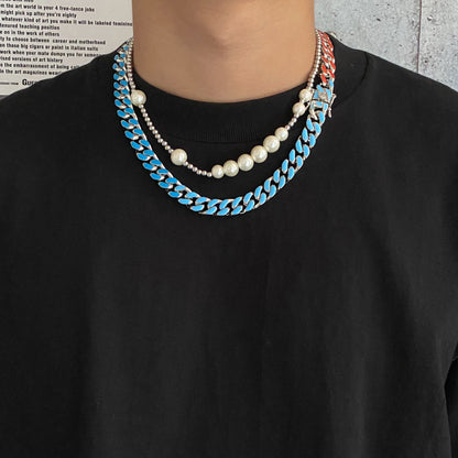 COLORED CUBAN CHAIN NECKLACE